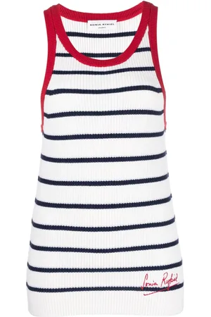 Sonia by Sonia Rykiel Embroidered-logo striped knitted tank top
