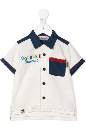 Miki House Embroidered-slogan short-sleeve shirt