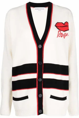 Sonia by Sonia Rykiel Striped-trim long cardigan