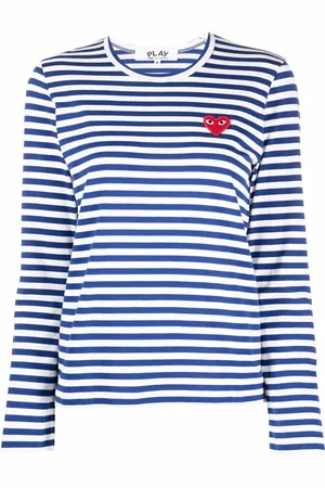 Comme des Garçons Heart-patch striped T-shirt