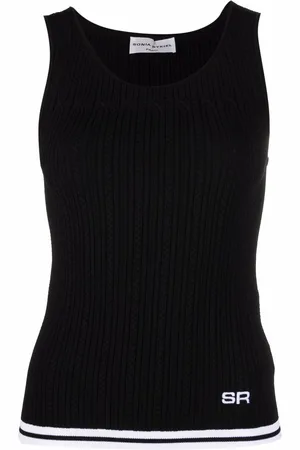 Sonia by Sonia Rykiel Logo-embroidered pointelle-knit tank top
