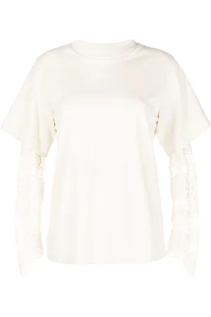 GOEN.J Lace-sleeve crew neck T-shirt