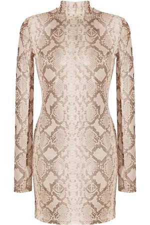 Philipp Plein Snakeskin-print mock neck dress