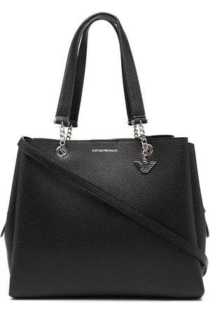 Emporio Armani Pebbled-effect logo-plaque tote bag