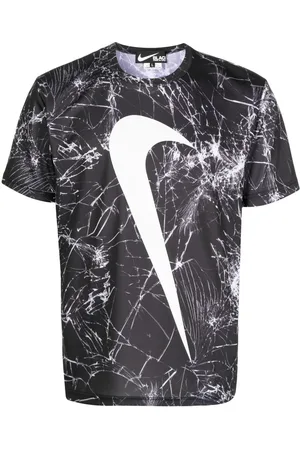 Comme des Garçons Swoosh-print cracked T-shirt