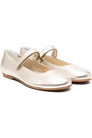 MONNALISA Logo-print leather ballerina shoes