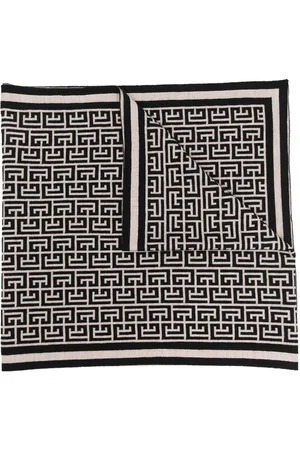 Balmain Monogram-motif merino scarf