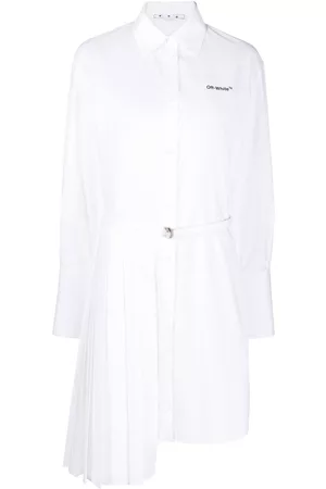 OFF-WHITE Kobieta Sukienki asymetryczne - Asymmetric pleated shirt dress