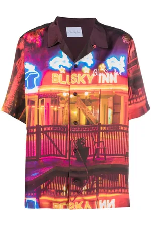 BLUE SKY INN Graphic-print satin shirt
