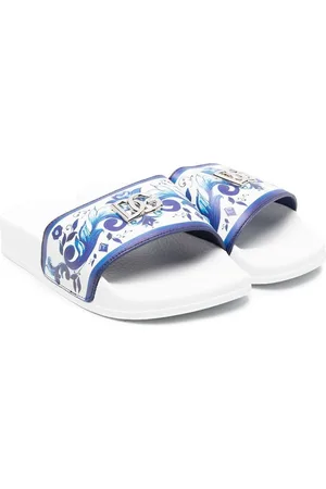 Dolce & Gabbana Baroque-print flat slides