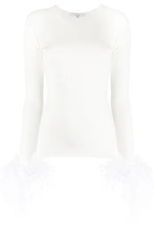 MANURI Elektra feather-trim stretch blouse