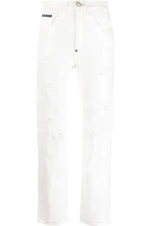 Philipp Plein Paillettes Mom-fit distressed jeans