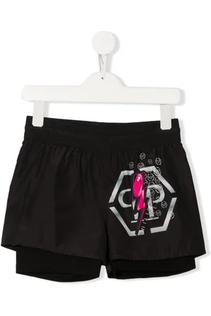 Philipp Plein Logo-print layered swimshorts