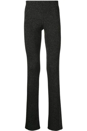 DION LEE Marl-knit ribbed flared trousers