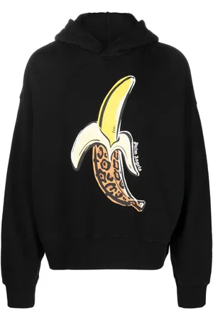 Palm Angels Banana-print cotton hoodie