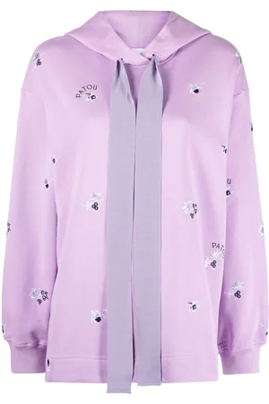 Patou Floral-embroidered drawstring hoodie