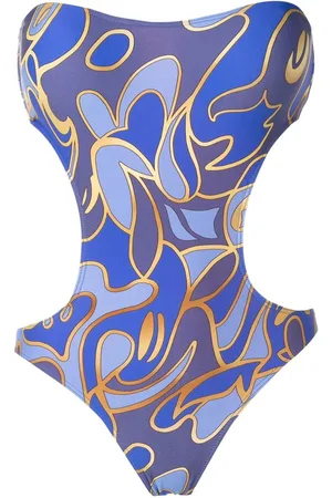 Lygia & Nanny Graphic-print bandeau swimsuit
