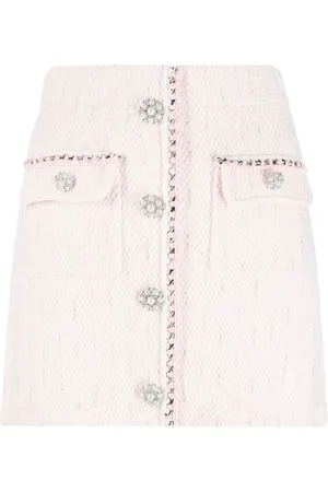 Self-Portrait Button-detail knitted skirt