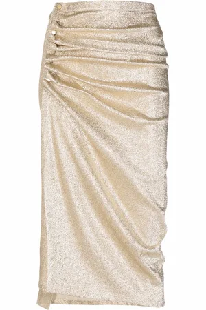 Paco rabanne Metallic ruched midi skirt