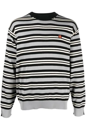 Kenzo Floral-embroidered striped jumper