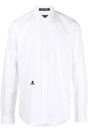 Philipp Plein Embroidered skull cotton shirt