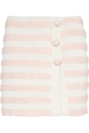 Balmain Striped knitted button-up skirt