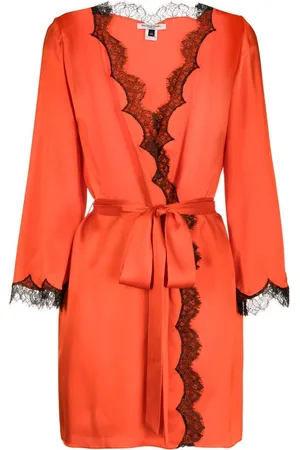 Gilda & Pearl Lace-trim tie-fastening robe