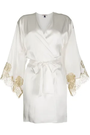 Gilda & Pearl Gina lace-trim silk robe