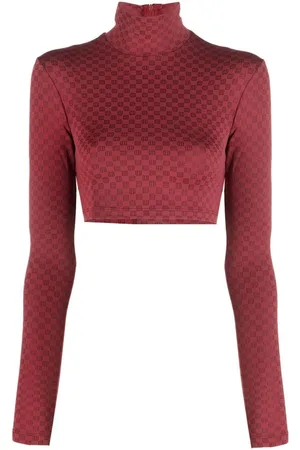 AMBUSH Checkerboard print cropped long sleeve shirt