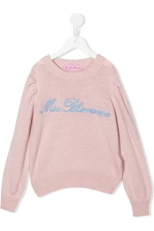 MISS BLUMARINE Embroidered-logo crew neck sweatshirt