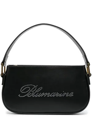 BLUMARINE Rhinestone-logo leather bag