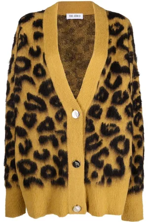 The Attico Leopard-intarsia knitted cardigan