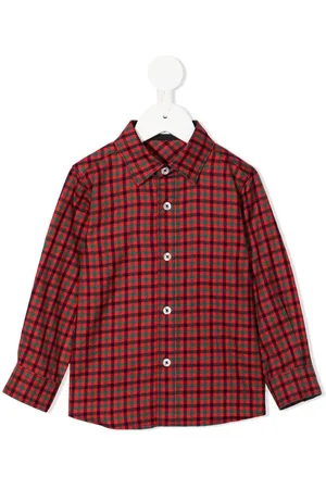 Familiar Gingham-check long-sleeve shirt