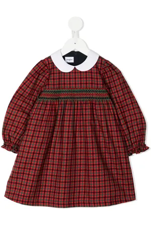 Familiar Check-print long-sleeve dress