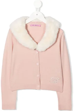 MISS BLUMARINE Faux-fur trimmed cardigan
