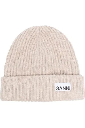 Ganni Logo-patch ribbed beanie