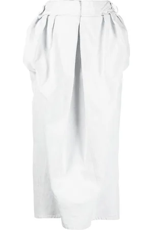 Maison Margiela Gathered denim midi skirt