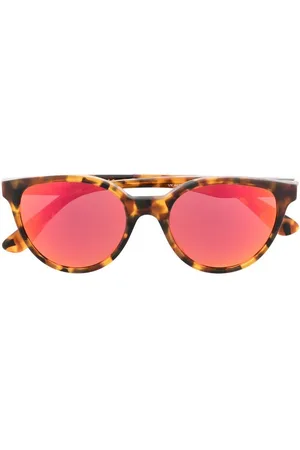 VERSACE Tortoiseshell-effect round-frame sunglasses