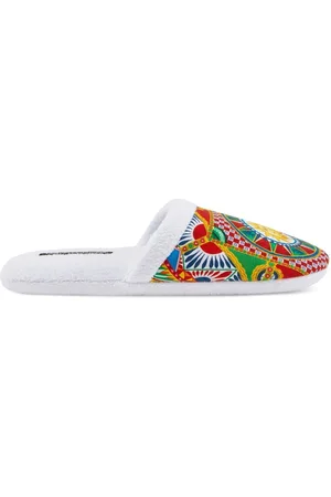 Dolce & Gabbana Carretto Siciliano-print terry slippers