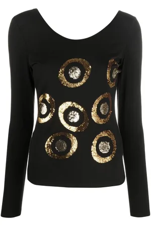 VERSACE 2000s sequinned long-sleeved top