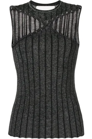 DION LEE Braided-detail knit top