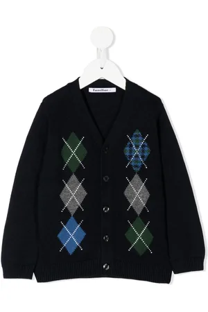Familiar Argyle-intarsia knit cardigan