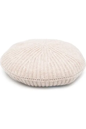 Ganni Logo-patch ribbed-knit beret