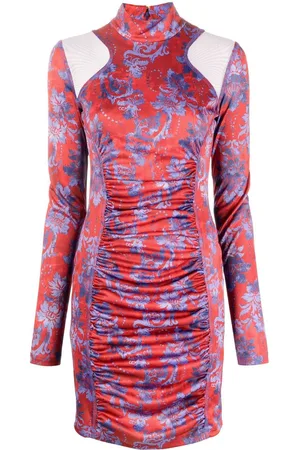VERSACE Paisley-print ruched minidress