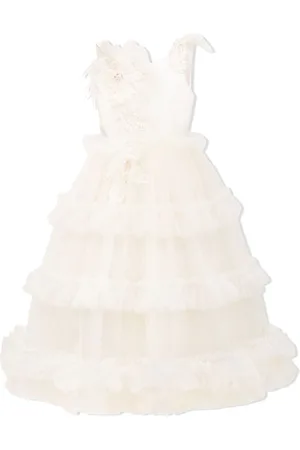 Tulleen Asymmetric embellished tulle gown