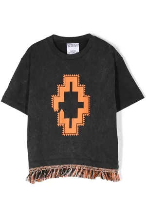 MARCELO BURLON Logo-print fringed-trim T-shirt