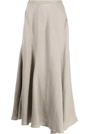Voz Spiral linen midi skirt