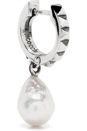 EMANUELE BICOCCHI Pyramid stud pearl hoop earring