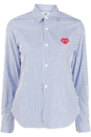 Comme des Garçons Logo-patch striped shirt