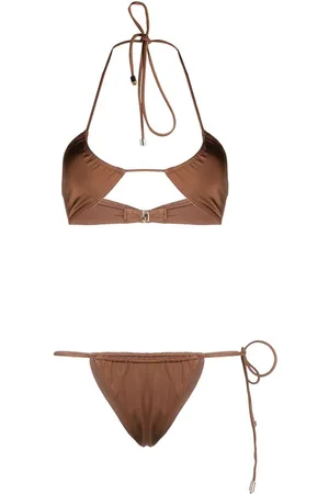 Manokhi Halterneck tie-fastening bikini set